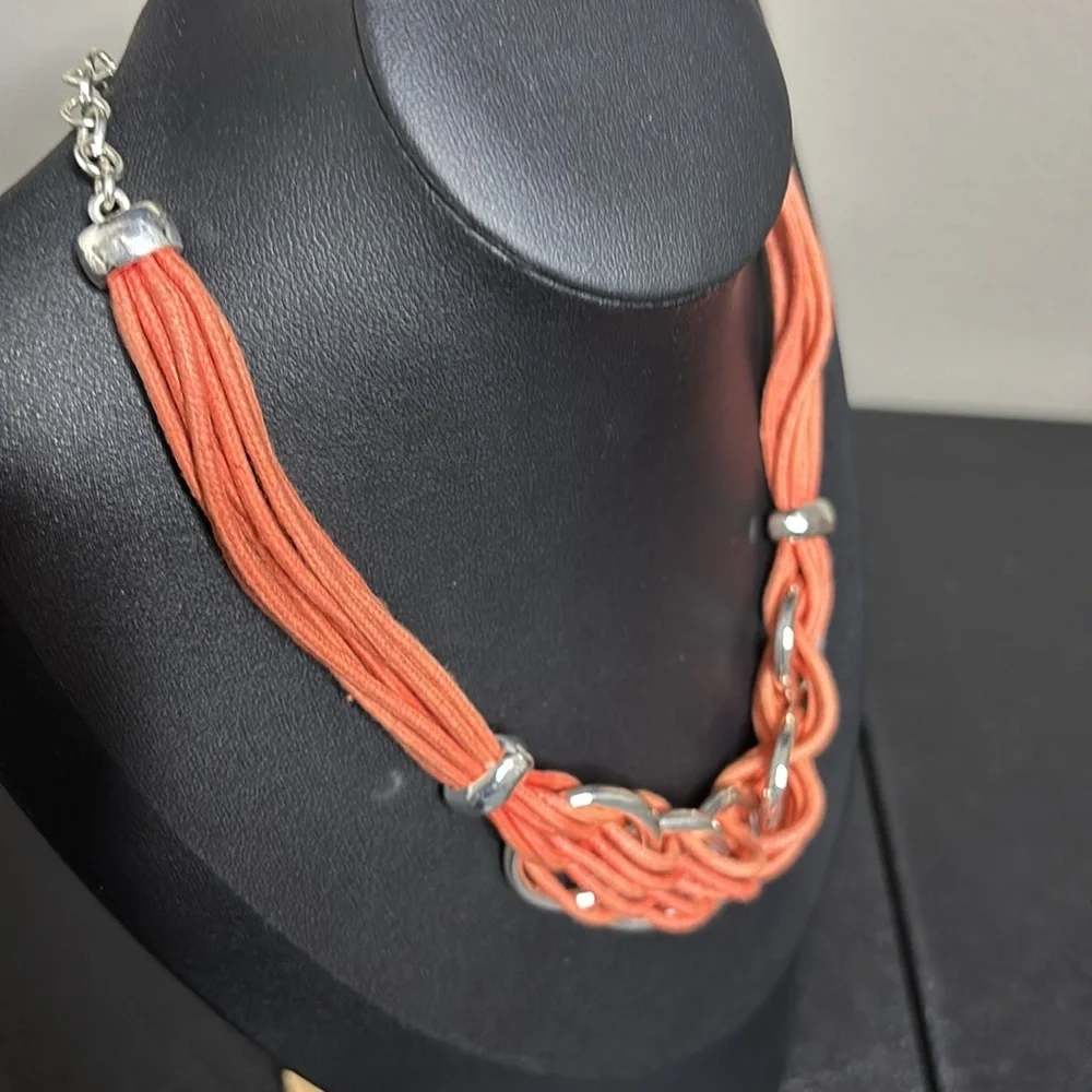 Chico’s Orange and Silver Tone Necklace